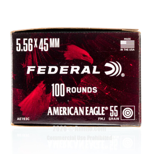 Federal American Eagle 5.56x45 Ammo - 100 Rounds of 55 Grain FMJBT...