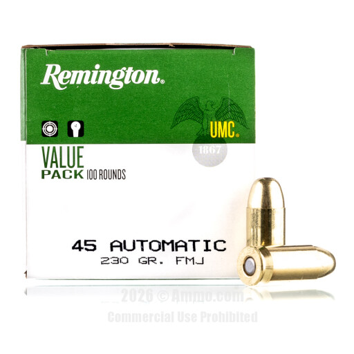 45 ACP/Auto Ammo - Remington Ammo FMJ Remington FMJ Ammo