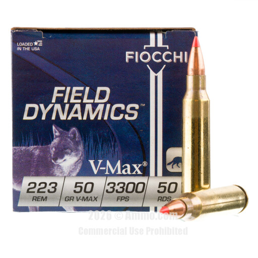 Fiocchi 223 Ammo - 1000 Rounds of 50 Grain V-MAX Ammunition