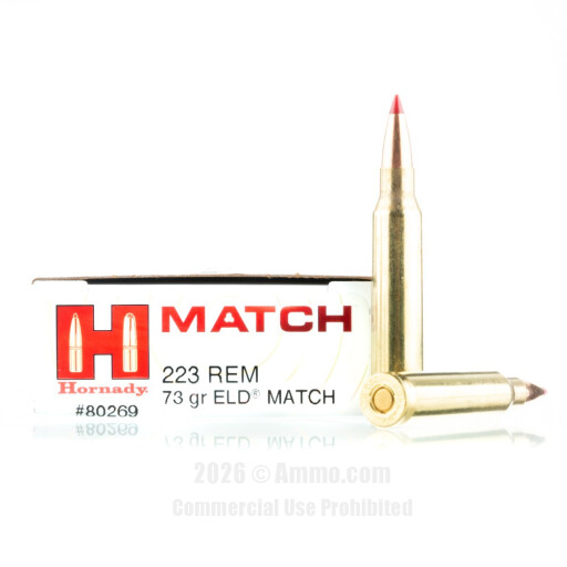Hornady 223 Ammo - 20 Rounds of 73 Grain ELD Match Ammunition