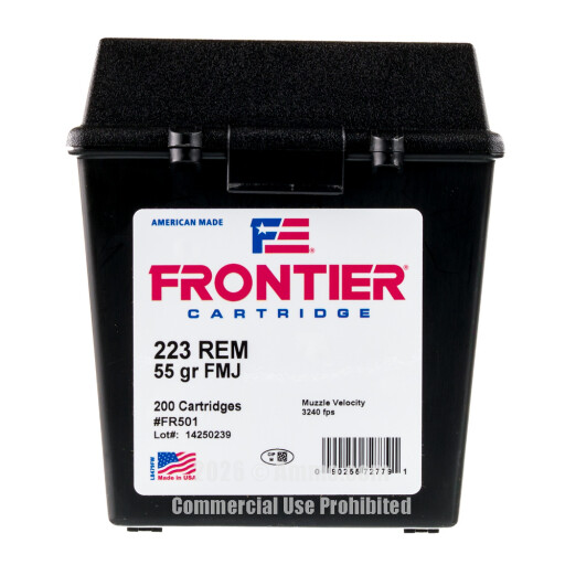 Hornady Frontier 223 Ammo - 200 Rounds of 55 Grain FMJ Ammunition