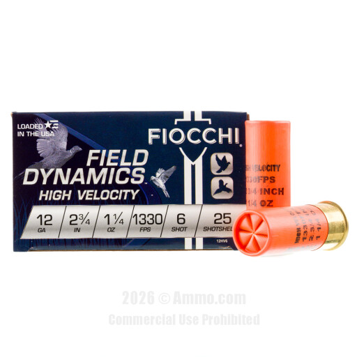 Fiocchi High Velocity 12 Gauge  Ammo - 250 Rounds of 1-1/4 oz. #6...
