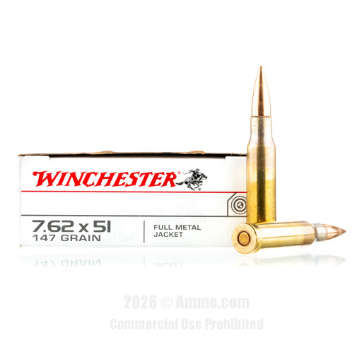 308 Win Ammo - Winchester Ammo FMJ Winchester FMJ Ammo