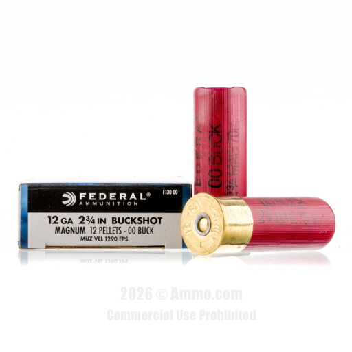 Federal 12 Gauge Ammo - 250 Rounds of  00 Buck Ammunition