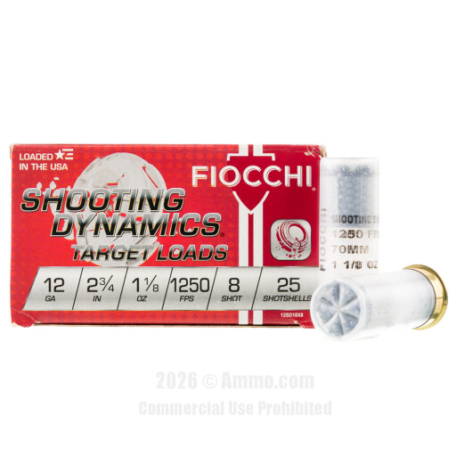 Fiocchi 12 Gauge Ammo - 250 Rounds of 1-1/8 oz. #8 Shot Ammunition