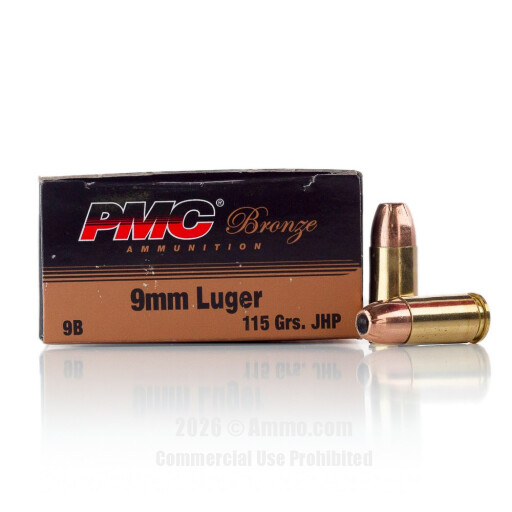 PMC 9mm Ammo - 50 Rounds of 115 Grain JHP Ammunition