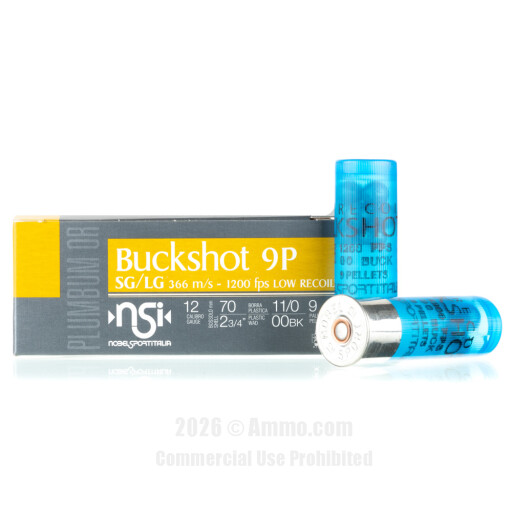 NobelSport 12 Gauge Ammo - 10 Rounds of 2-3/4" #00 Buck Ammunition