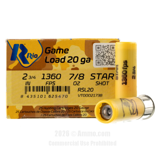 Rio Royal Star 20 Gauge Ammo - 250 Rounds of 7/8 oz. Rifled Slug...