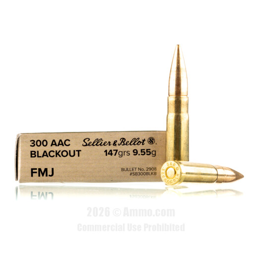 Sellier and Bellot 300 Blackout Ammo - 500 Rounds of 147 Grain FMJ...