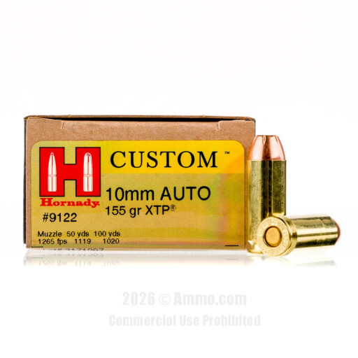 Hornady Custom 10mm Ammo - 200 Rounds of 155 Grain JHP Ammunition