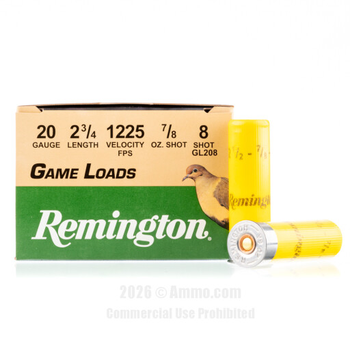 Remington 20 Gauge Ammo - 25 Rounds of 7/8 oz. #8 Shot (Lead)...