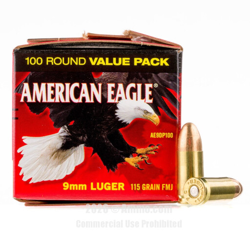 Federal 9mm Ammo - 100 Rounds of 115 Grain FMJ Ammunition