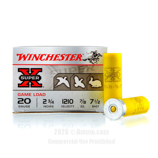 Winchester Super-X 20 Gauge Ammo - 250 Rounds of 7/8 oz. #7-1/2...