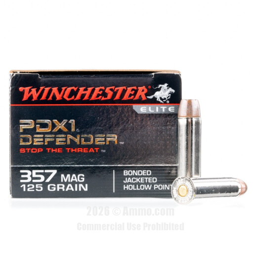 Winchester 357 Magnum  Ammo - 20 Rounds of 125 Grain JHP Ammunition