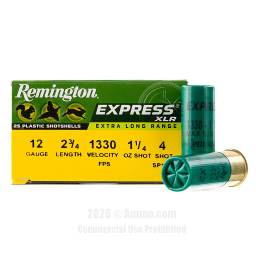 Remington Express XLR 12 Gauge Ammo - 25 Rounds of 1-1/4 oz. #4...
