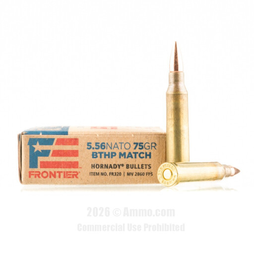 Hornady Frontier 5.56x45 Ammo - 20 Rounds of 75 Grain BTHP Match...