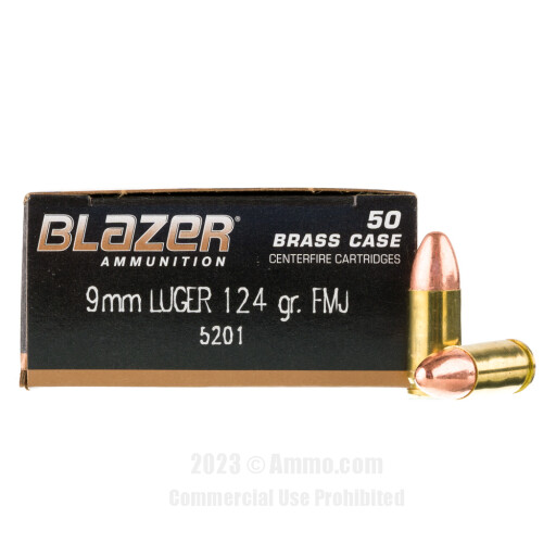 Blazer  9mm Ammo - 50 Rounds of 124 Grain FMJ Ammunition