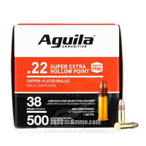 Aguila 22 LR Ammo - 500 Rounds of 38 Grain CPHP Ammunition