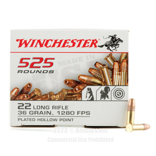 Winchester 22 LR Ammo - 525 Rounds of 36 Grain CPHP Ammunition
