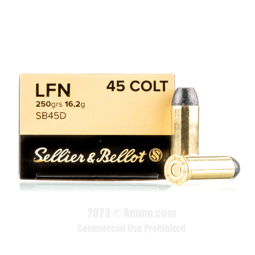 Sellier and Bellot 45 Long Colt Ammo - 50 Rounds of 250 Grain LFN...