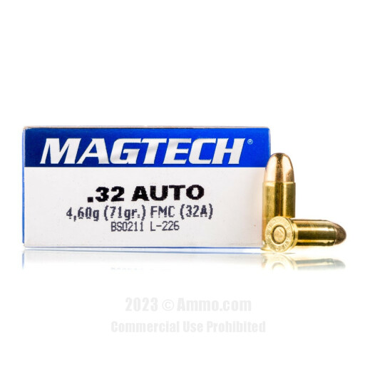 Magtech 32 ACP Ammo - 50 Rounds of 71 Grain FMC Ammunition