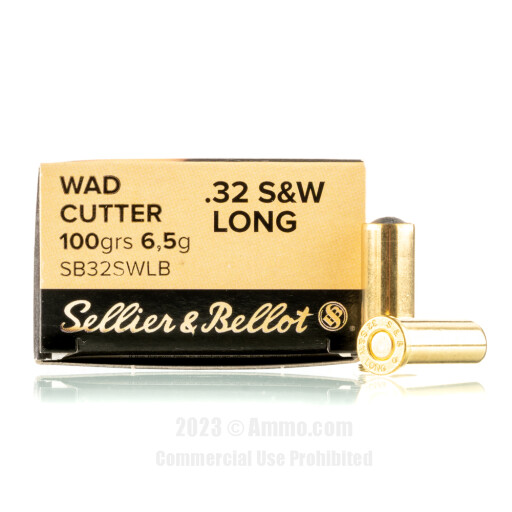 Sellier and Bellot 32 S&W Long Ammo - 50 Rounds of 100 Grain LWC...