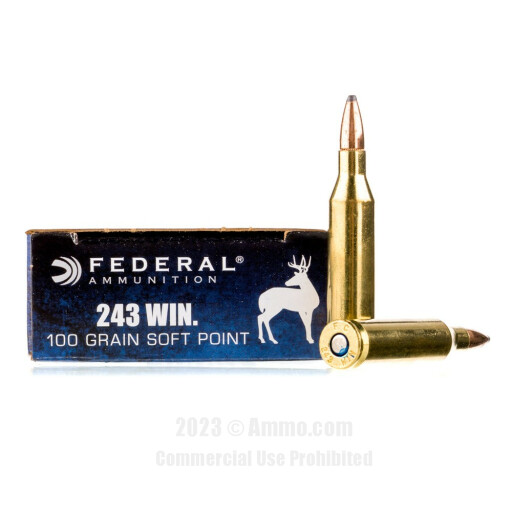 Federal 243 Win Ammo - 20 Rounds of 100 Grain SP Ammunition