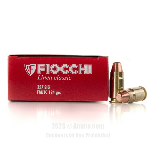 Fiocchi 357 SIG Ammo - 50 Rounds of 124 Grain FMJ-TC Ammunition