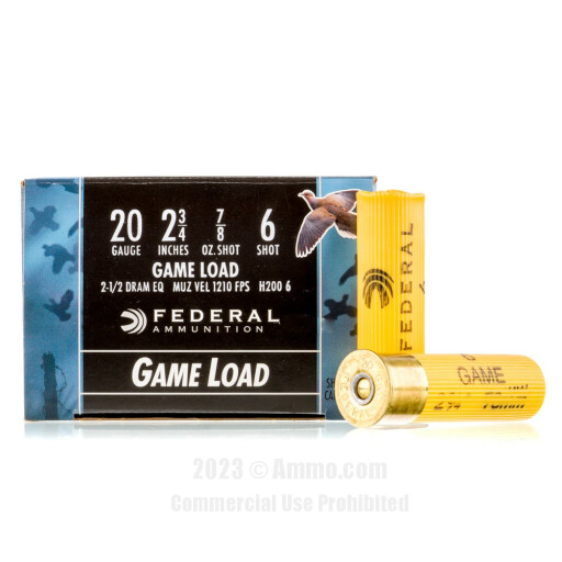 Federal 20 Gauge  Ammo - 25 Rounds of 7/8 oz. #6 Shot (Lead)...