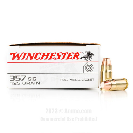 Winchester 357 SIG Ammo - 50 Rounds of 125 Grain FMJ Ammunition