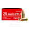 Image of Aguila 25 ACP Ammo - 50 Rounds of 50 Grain FMJ Ammunition