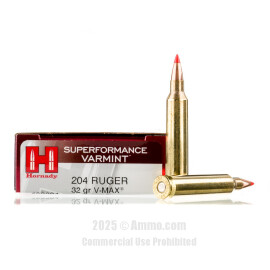 Image of Hornady 204 Ruger Ammo - 20 Rounds of 32 Grain V-MAX Ammunition