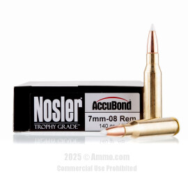 Image of Nosler Trophy Grade Ammunition 7mm-08 Rem Ammo - 20 Rounds of 140 Grain AccuBond Polymer Tipped Ammunition