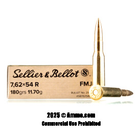 Image of Sellier and Bellot 7.62x54r Ammo - 20 Rounds of 180 Grain FMJ Ammunition