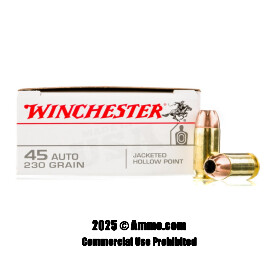 Image of Winchester 45 ACP Ammo - 50 Rounds of 230 Grain JHP Ammunition