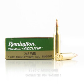 Image of Remington 243 Win Ammo - 20 Rounds of 75 Grain Accutip Ammunition