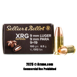Image of Sellier & Bellot XRG Defense 9mm Ammo - 25 Rounds of 100 Grain SCHP Ammunition