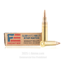 Image of Hornady Frontier 5.56x45 Ammo - 20 Rounds of 68 Grain BTHP Match Ammunition
