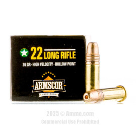 Image of Armscor 22 LR Ammo - 50 Rounds of 36 Grain HP Ammunition