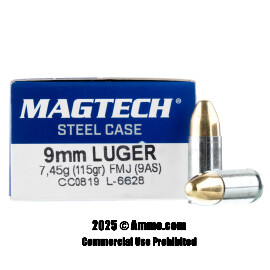 Image of Magtech Steel 9mm Ammo - 50 Rounds of 115 Grain FMJ Ammunition **STEEL CASES**