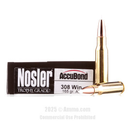 Image of Nosler Ammunition 308 Win Ammo - 20 Rounds of 165 Grain Nosler AccuBond Ammunition