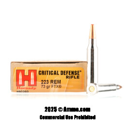 Image of Hornady Critical Defense 223 Rem Ammo - 200 Rounds of 73 Grain FTX Ammunition
