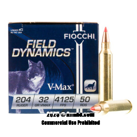 Image of Fiocchi 204 Ruger Ammo - 50 Rounds of 32 Grain V-MAX Ammunition