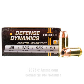 Image of Fiocchi 45 ACP Ammo - 50 Rounds of 230 Grain JHP Ammunition