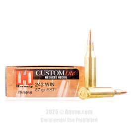 Image of Hornady Custom Lite 243 Win Ammo - 20 Rounds of 87 Grain SST Ammunition