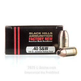 Image of Black Hills Ammunition 40 S&W Ammo - 20 Rounds of 155 Grain JHP Ammunition