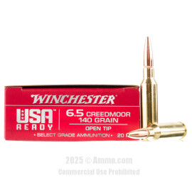Image of Winchester USA Ready 6.5 Creedmoor Ammo - 20 Rounds of 140 Grain Open Tip Ammunition