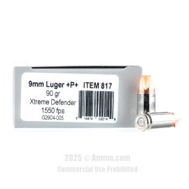 Image of Underwood 9mm +P+ Ammo - 200 Rounds of 90 Grain Xtreme Defender Ammunition