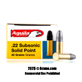Image of Aguila Subsonic 22 LR Ammo - 50 Rounds of 40 Grain LRN Ammunition