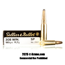 Image of Sellier and Bellot 308 Win Ammo - 20 Rounds of 180 Grain SP Ammunition